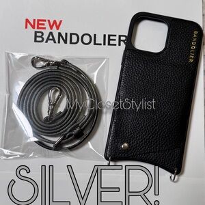 BANDOLIER 13 Pro Max iPhone Wallet Case Crossbody Set New! RARE SILVER unisex
